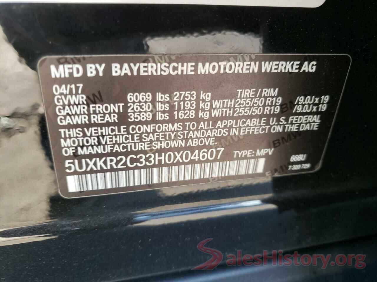 5UXKR2C33H0X04607 2017 BMW X5