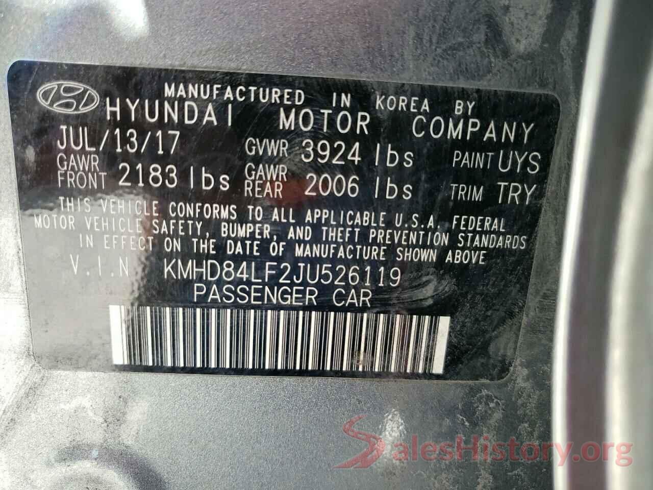 KMHD84LF2JU526119 2018 HYUNDAI ELANTRA