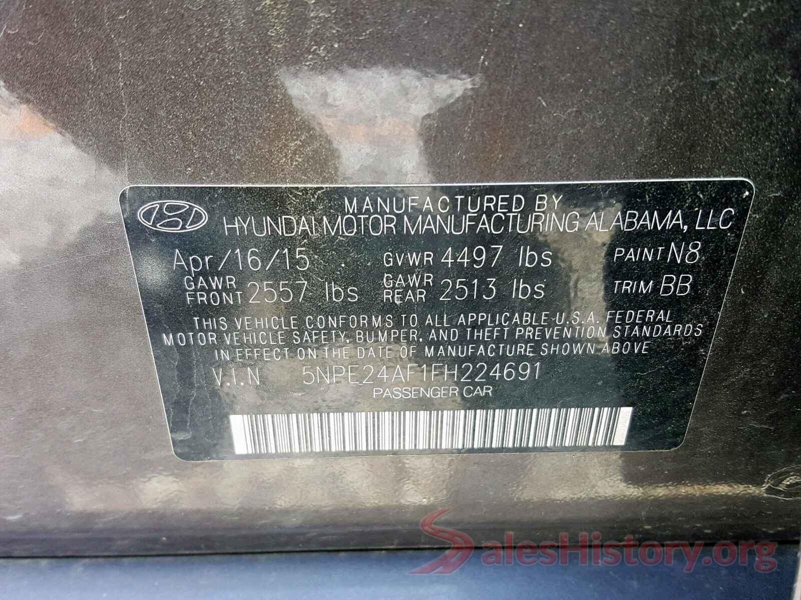 5NPE24AF1FH224691 2015 HYUNDAI SONATA