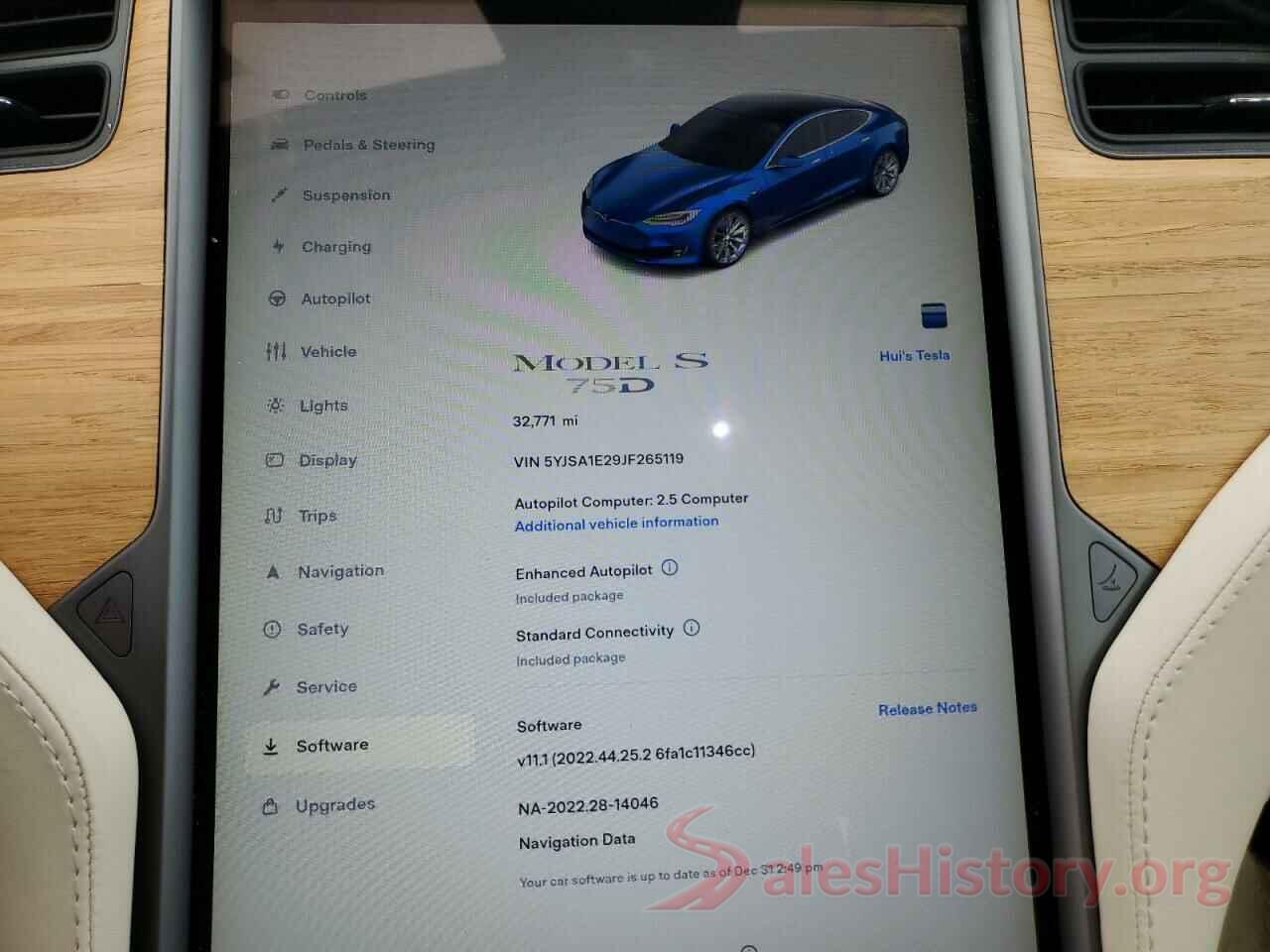 5YJSA1E29JF265119 2018 TESLA MODEL S