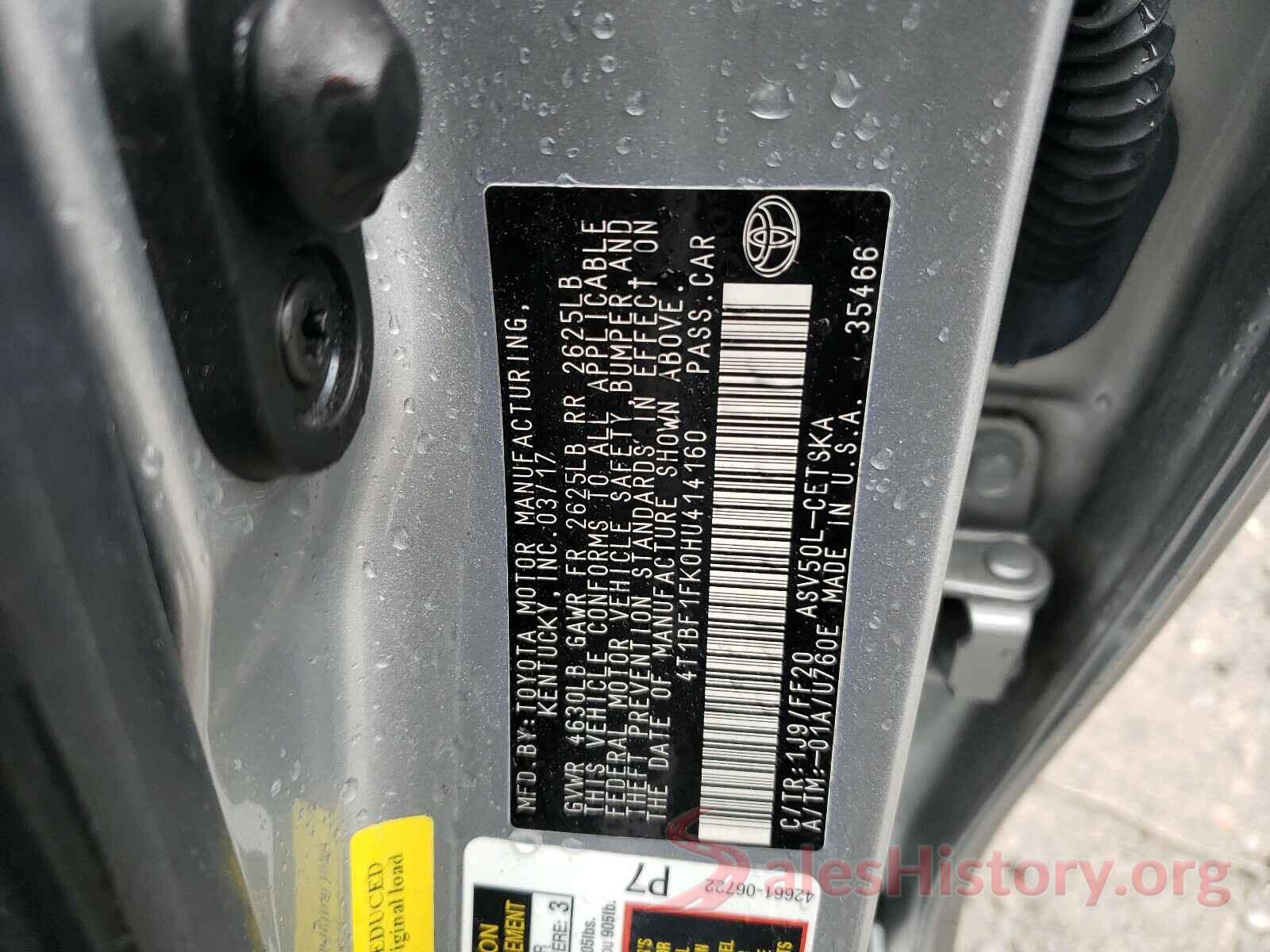 4T1BF1FK0HU414160 2017 TOYOTA CAMRY