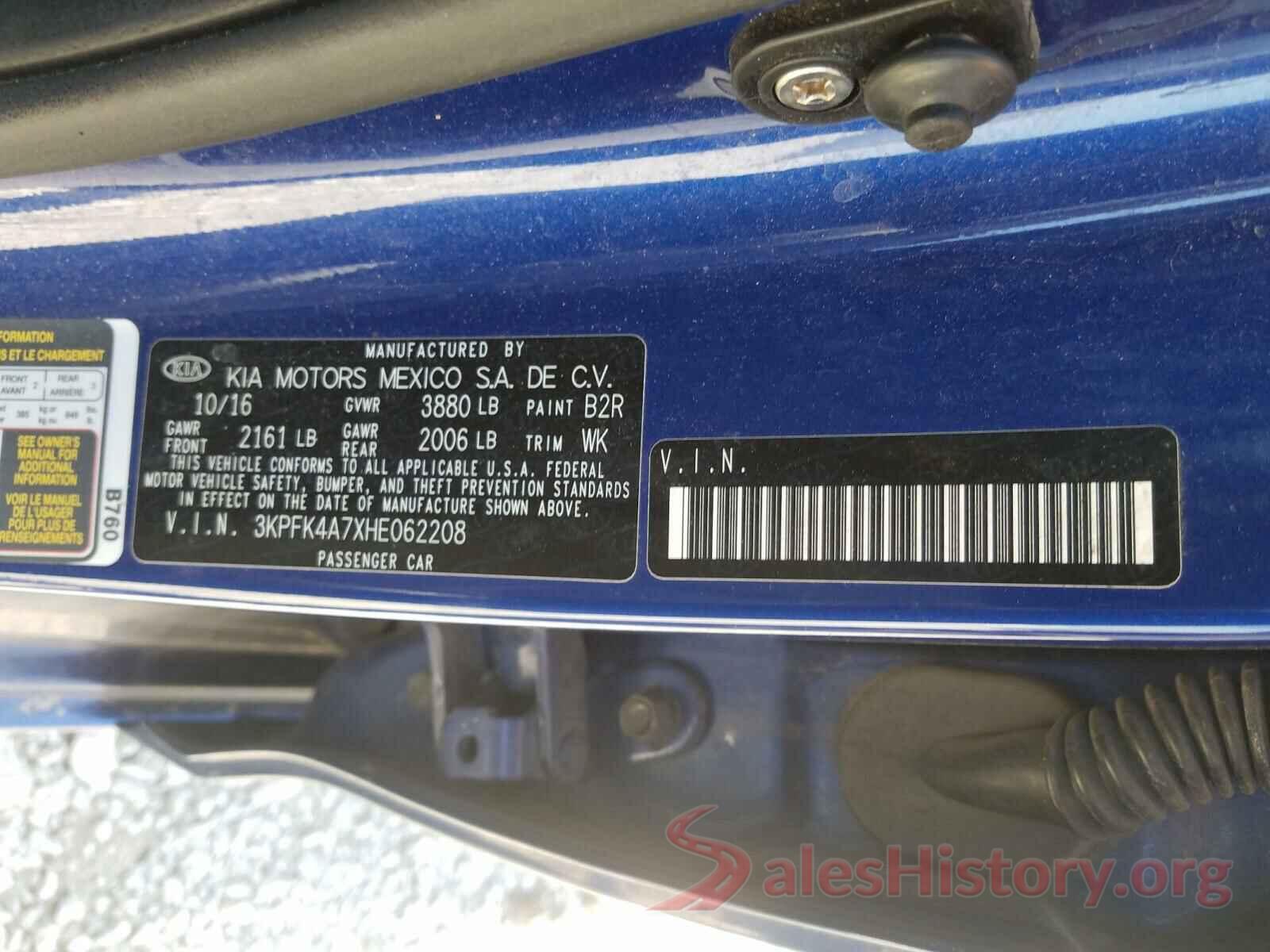 3KPFK4A7XHE062208 2017 KIA FORTE