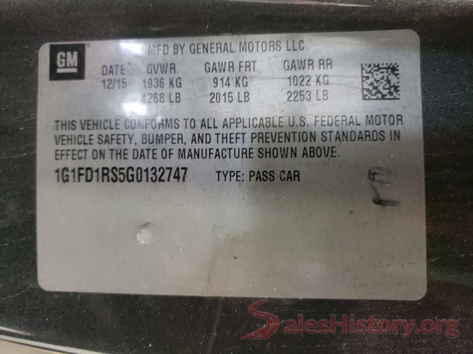 1G1FD1RS5G0132747 2016 CHEVROLET CAMARO