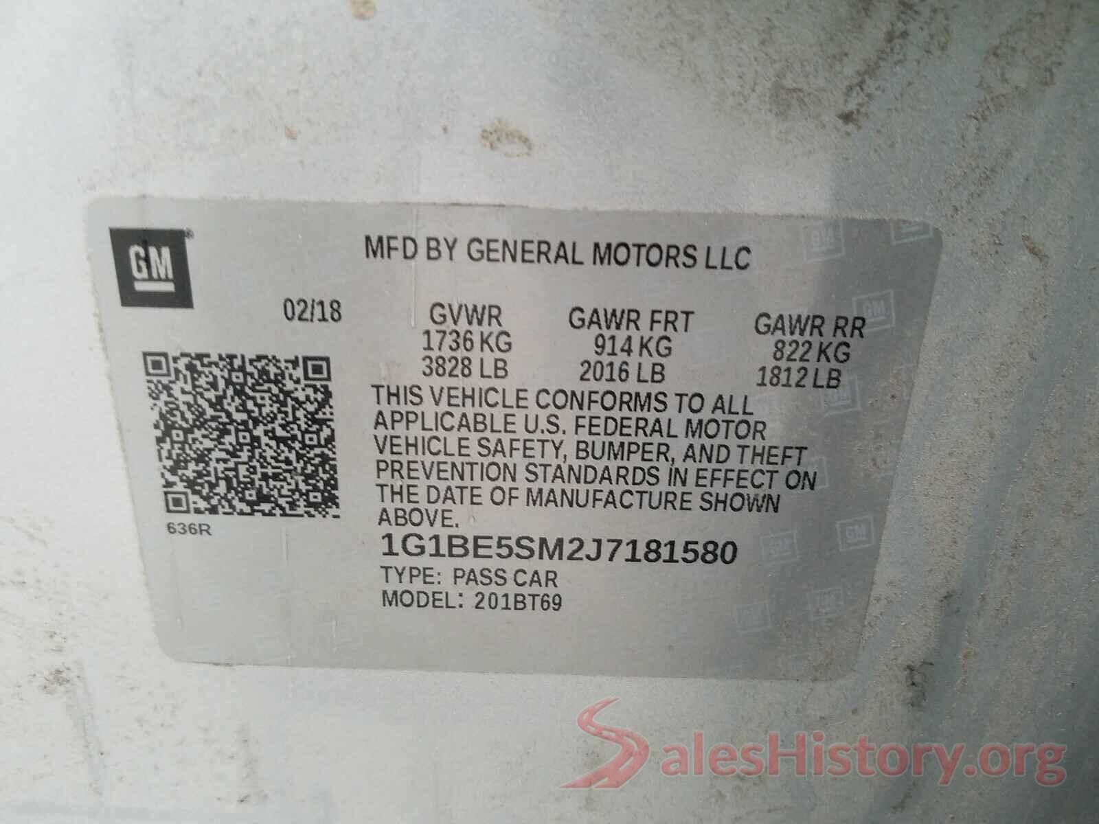 1G1BE5SM2J7181580 2018 CHEVROLET CRUZE