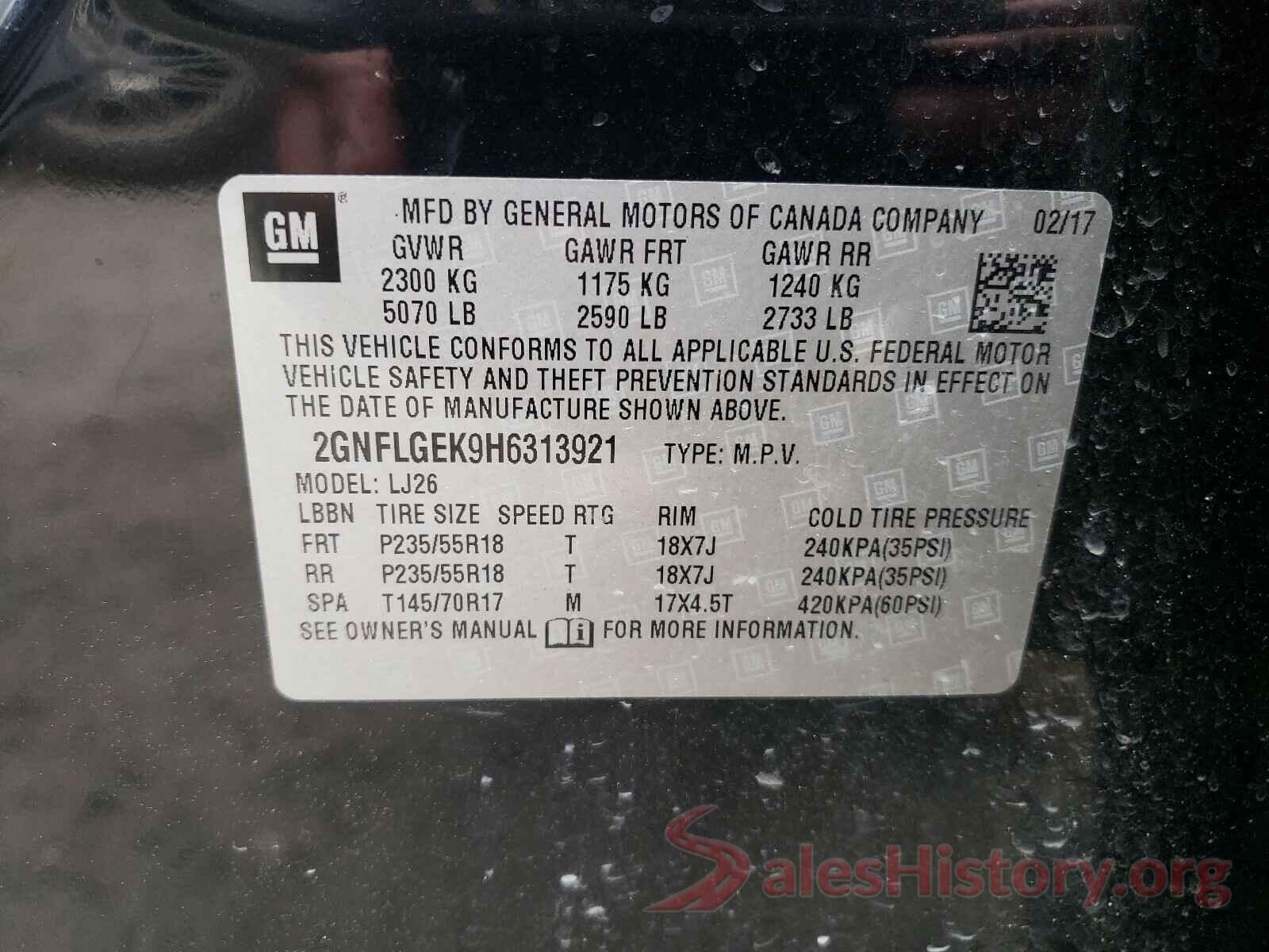 2GNFLGEK9H6313921 2017 CHEVROLET EQUINOX