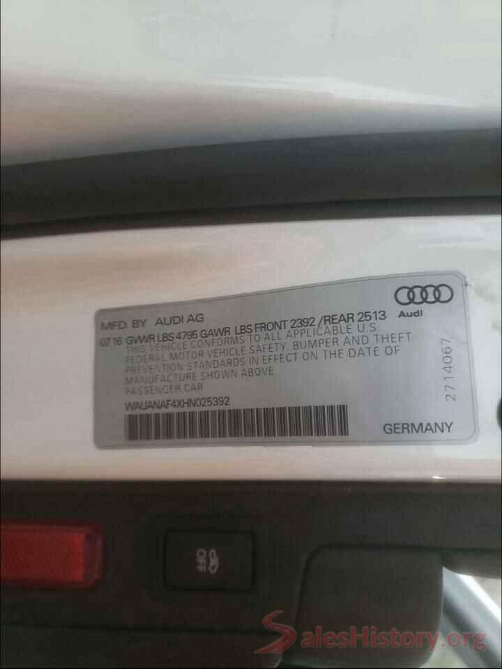 WAUANAF4XHN025392 2017 AUDI A4