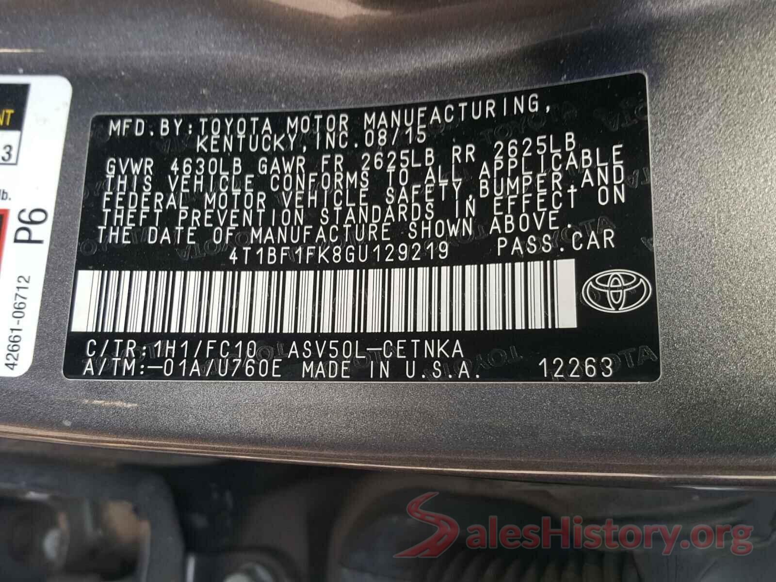 4T1BF1FK8GU129219 2016 TOYOTA CAMRY