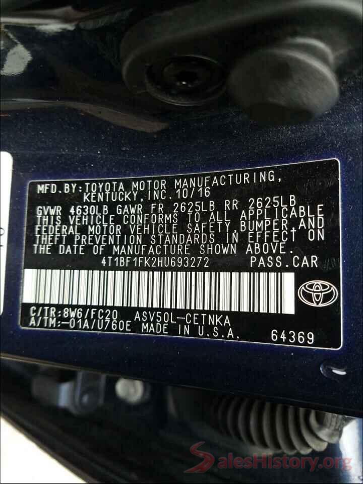 4T1BF1FK2HU693272 2017 TOYOTA CAMRY