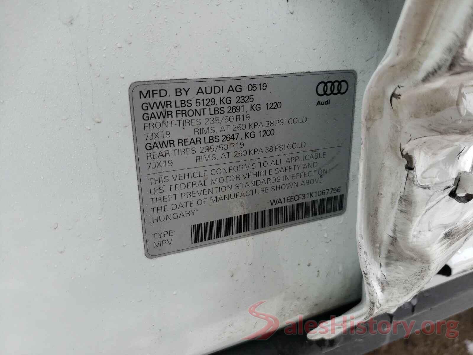 WA1EECF31K1067756 2019 AUDI Q3