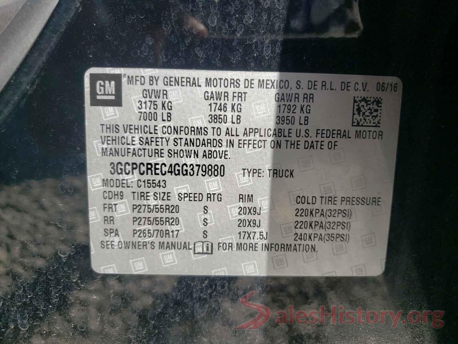 3GCPCREC4GG379880 2016 CHEVROLET SILVERADO