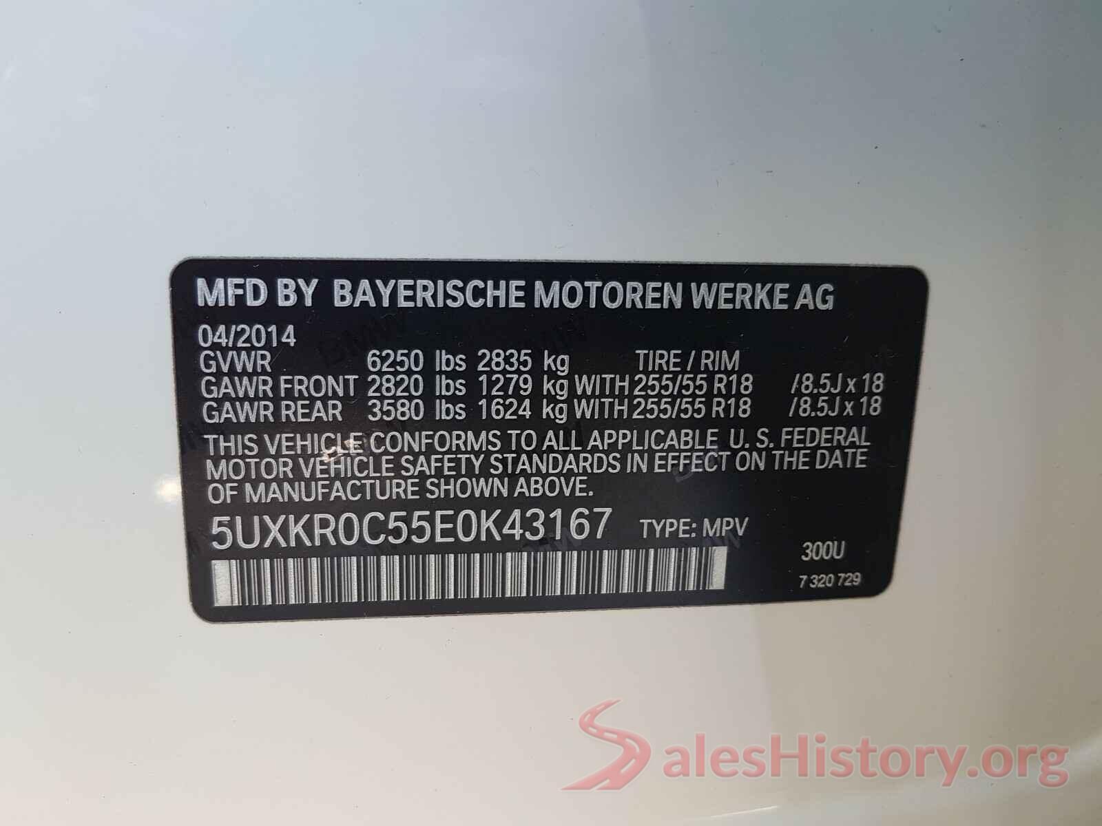 5UXKR0C55E0K43167 2014 BMW X5