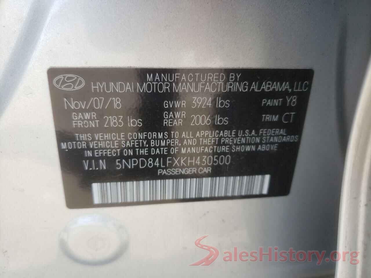 5NPD84LFXKH430500 2019 HYUNDAI ELANTRA