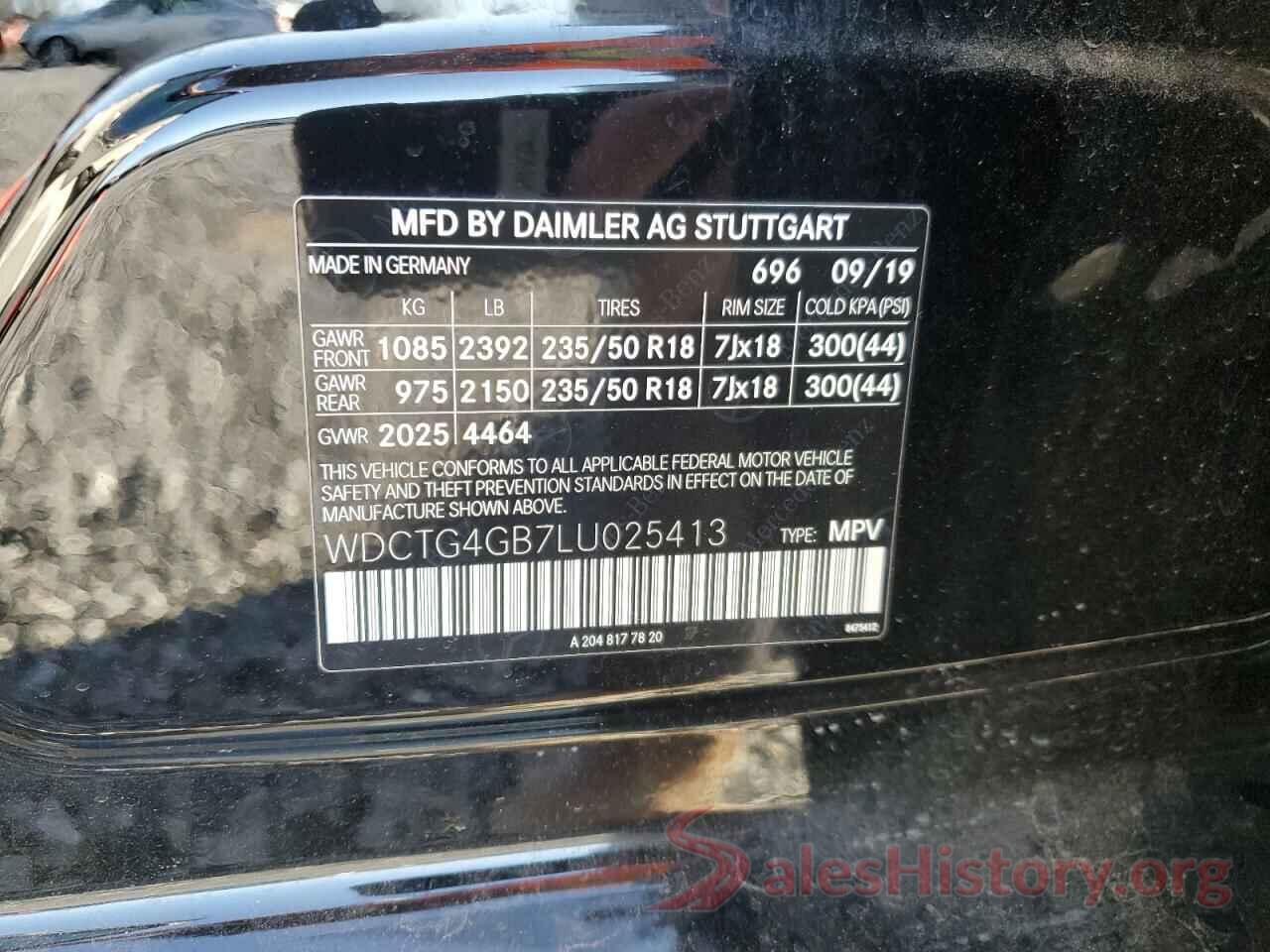 WDCTG4GB7LU025413 2020 MERCEDES-BENZ GLA-CLASS