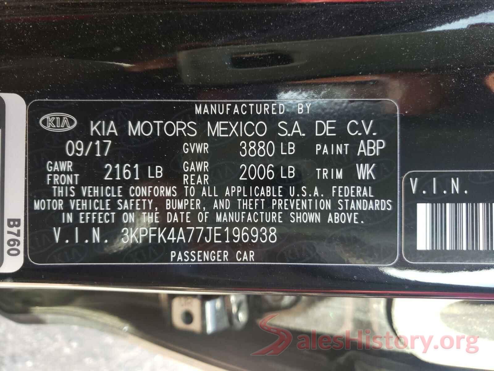 3KPFK4A77JE196938 2018 KIA FORTE