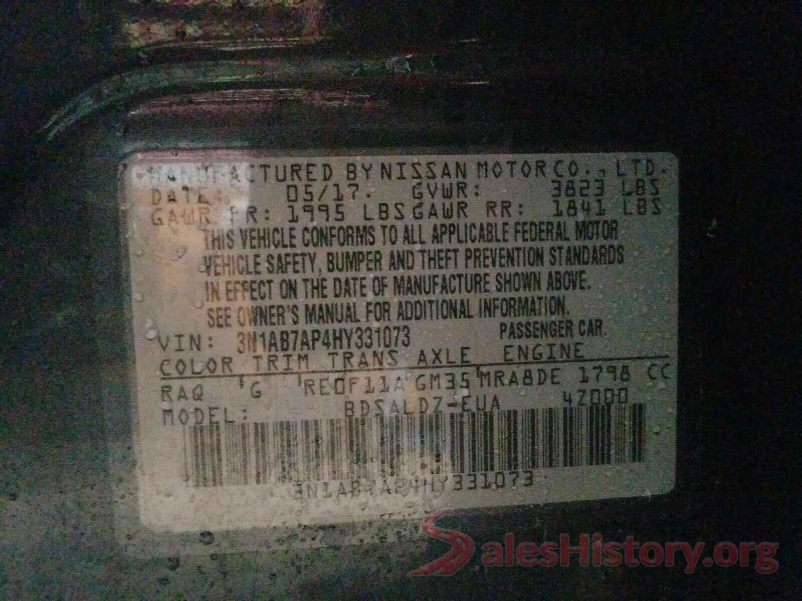 3N1AB7AP4HY331073 2017 NISSAN SENTRA