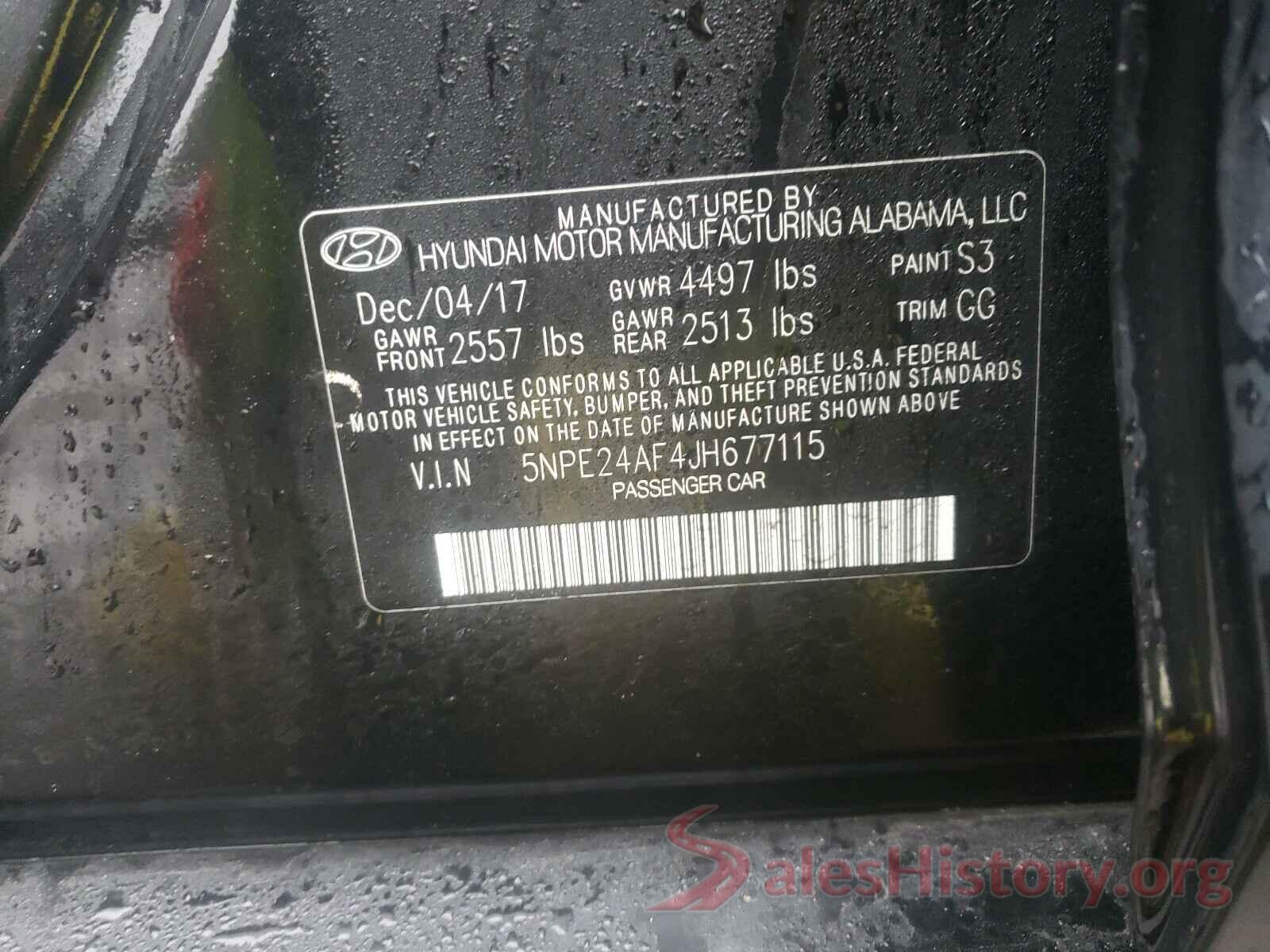 5NPE24AF4JH677115 2018 HYUNDAI SONATA