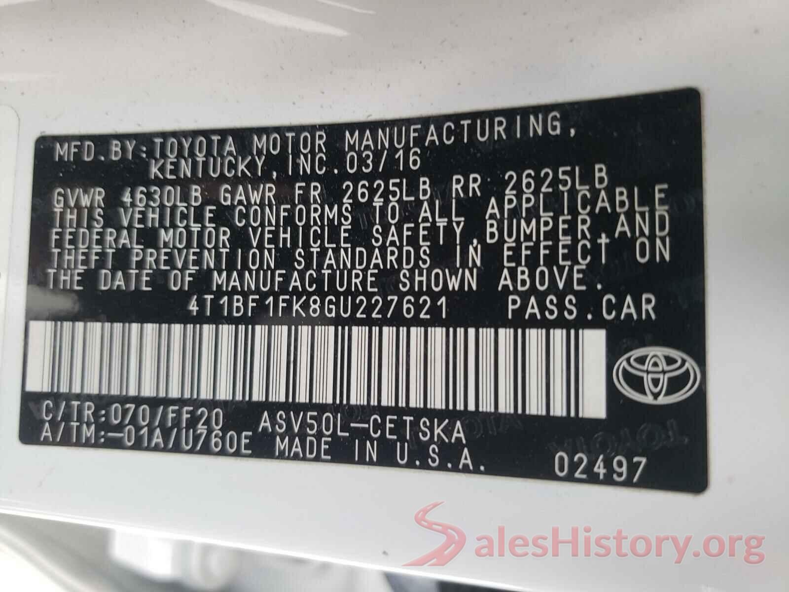 4T1BF1FK8GU227621 2016 TOYOTA CAMRY