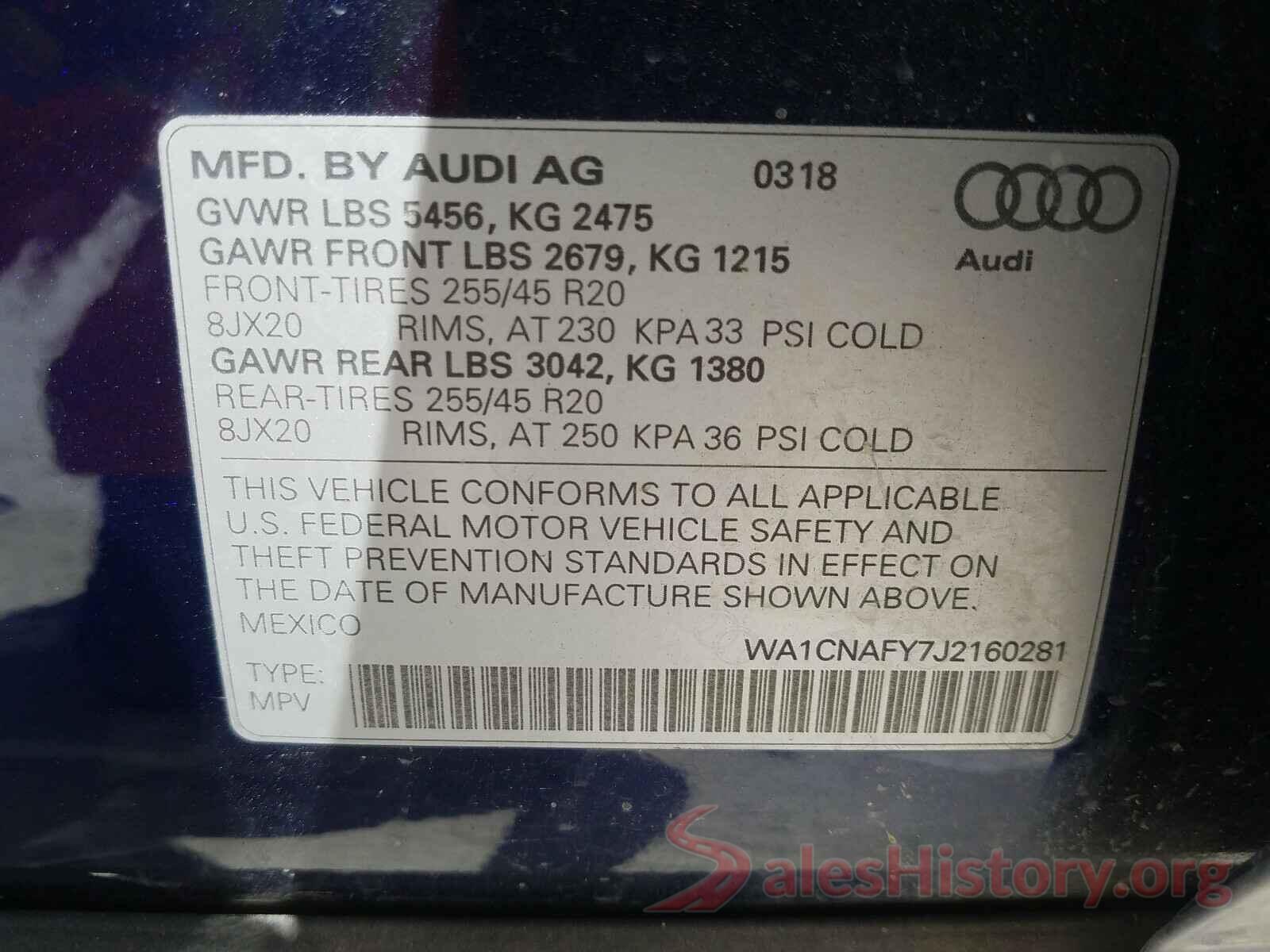 WA1CNAFY7J2160281 2018 AUDI Q5