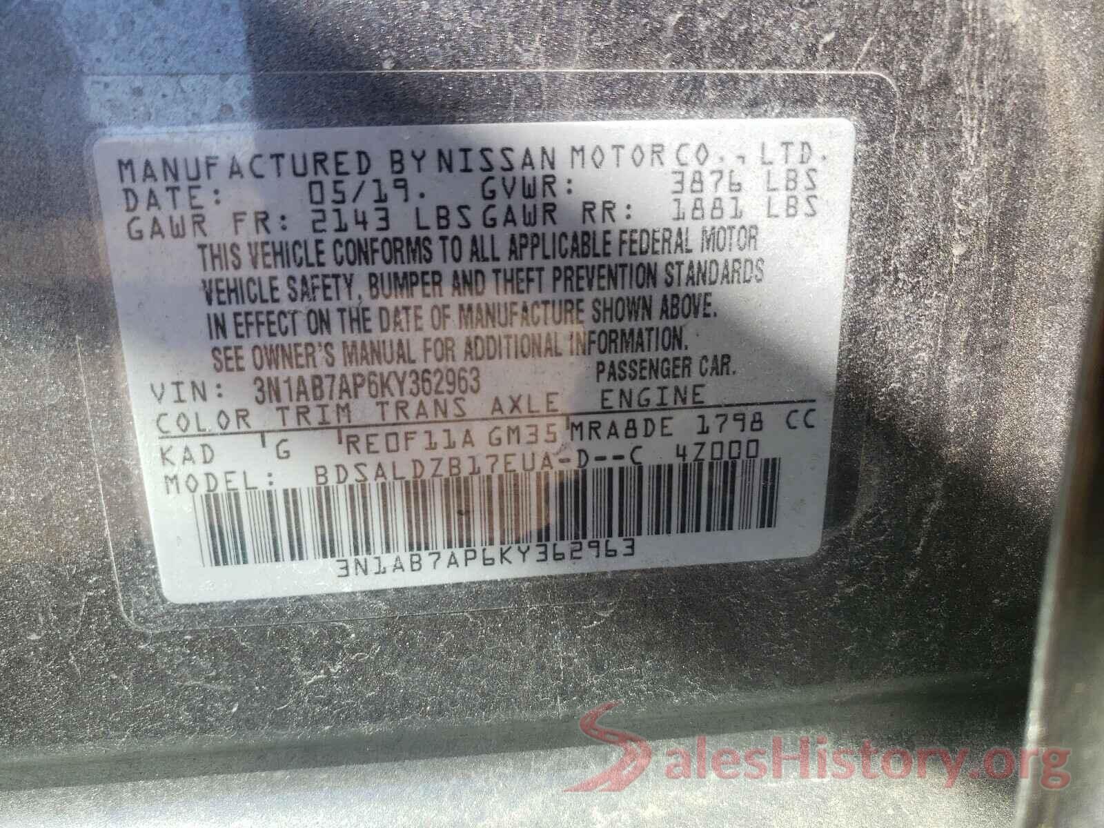 3N1AB7AP6KY362963 2019 NISSAN SENTRA