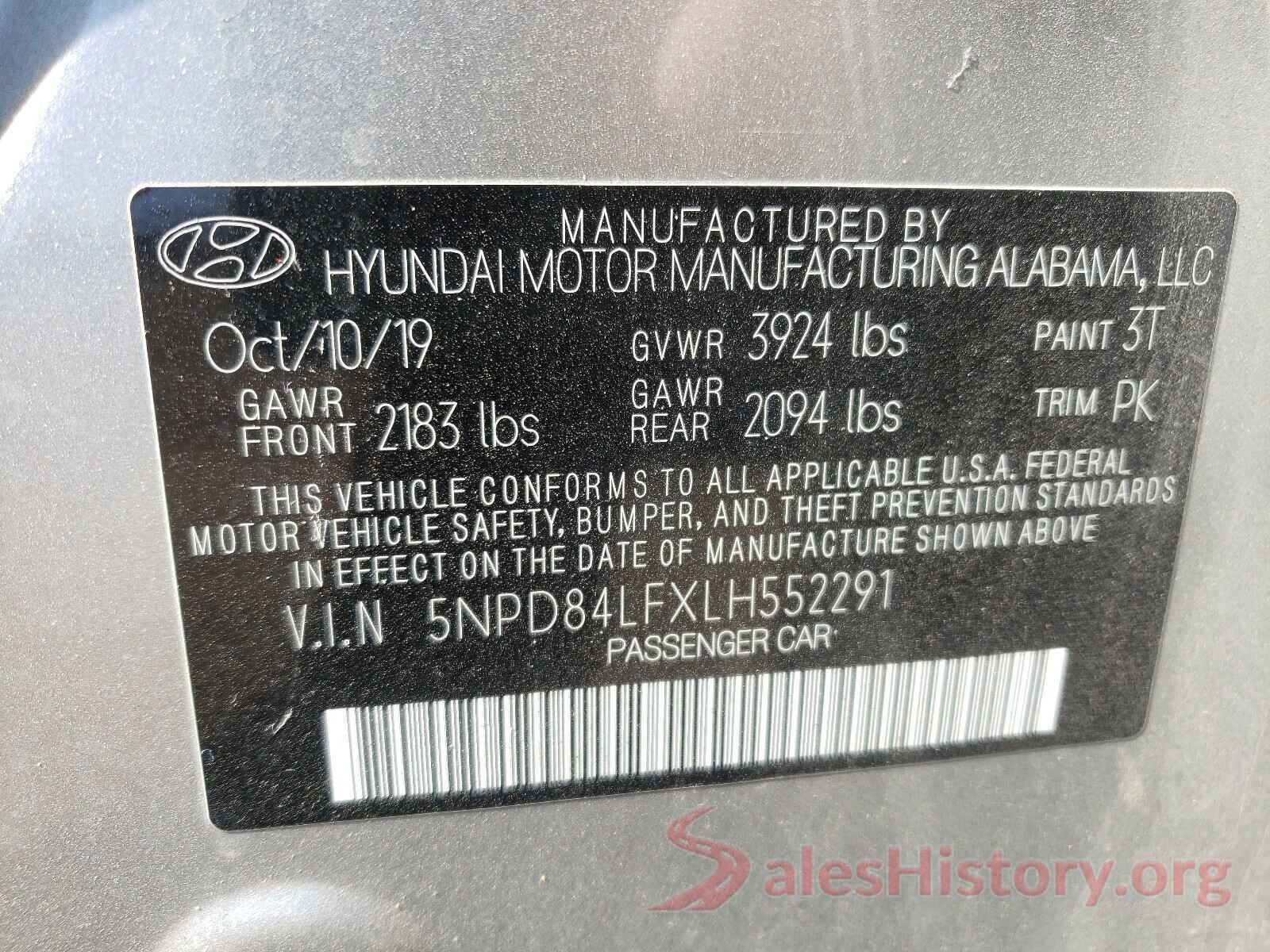 5NPD84LFXLH552291 2020 HYUNDAI ELANTRA