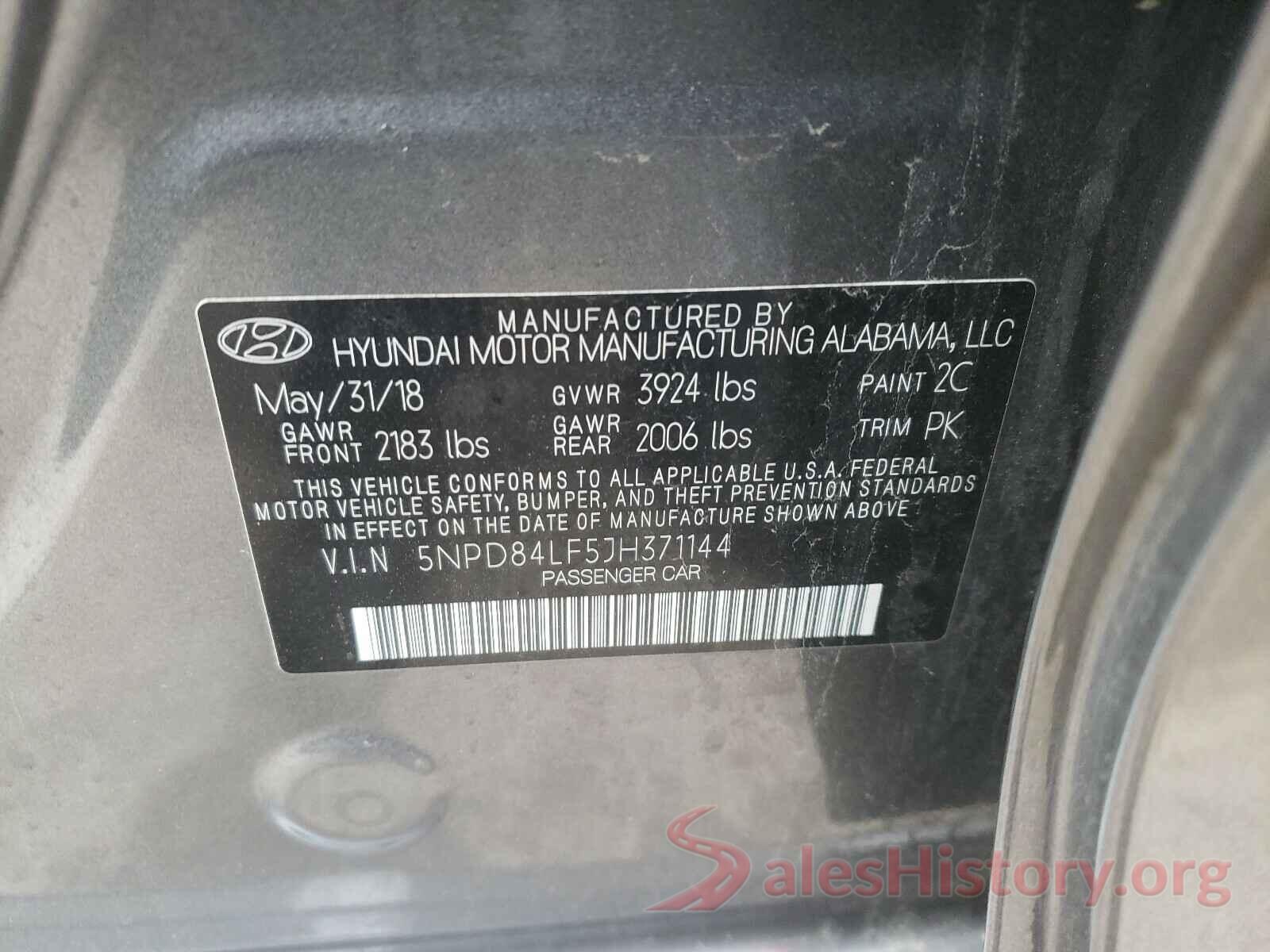 5NPD84LF5JH371144 2018 HYUNDAI ELANTRA