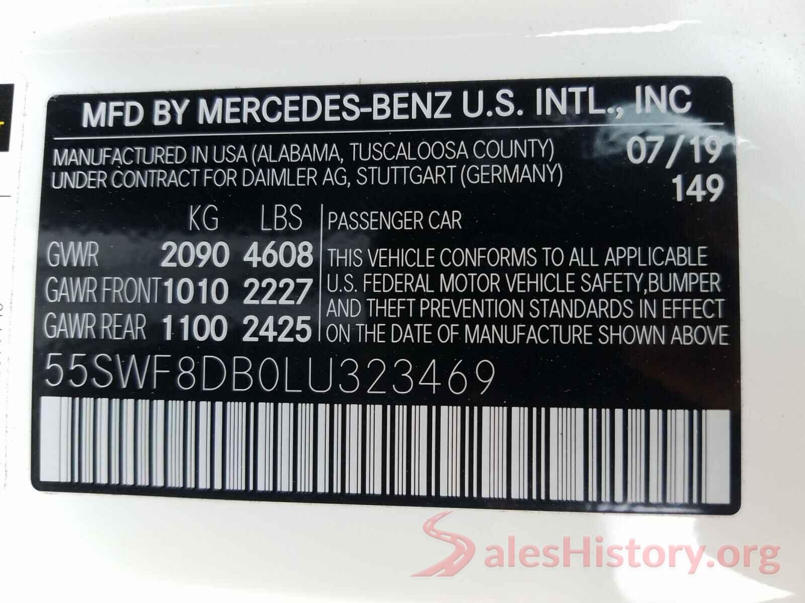 55SWF8DB0LU323469 2020 MERCEDES-BENZ C CLASS