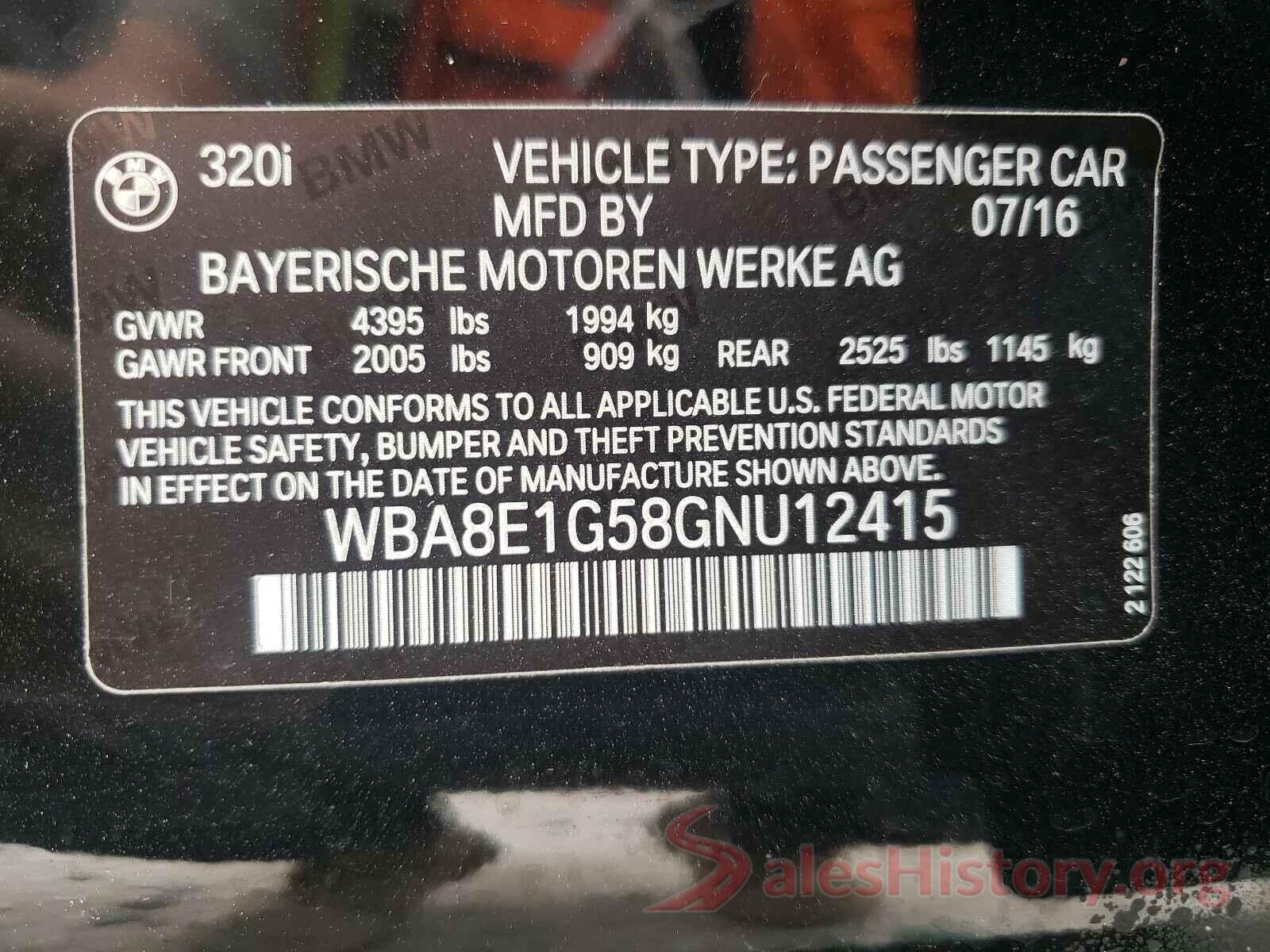 WBA8E1G58GNU12415 2016 BMW 3 SERIES