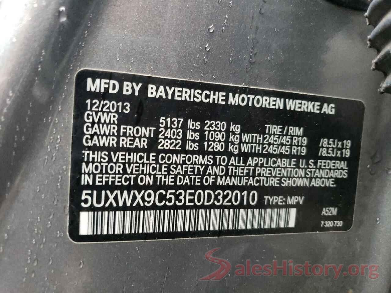 5UXWX9C53E0D32010 2014 BMW X3