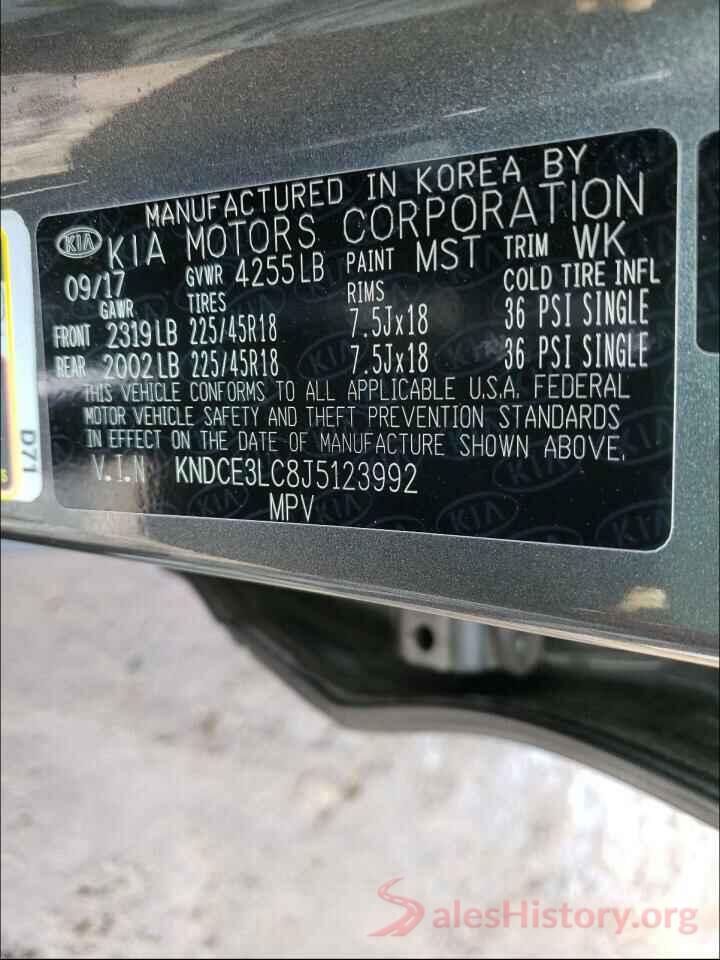 KNDCE3LC8J5123992 2018 KIA NIRO