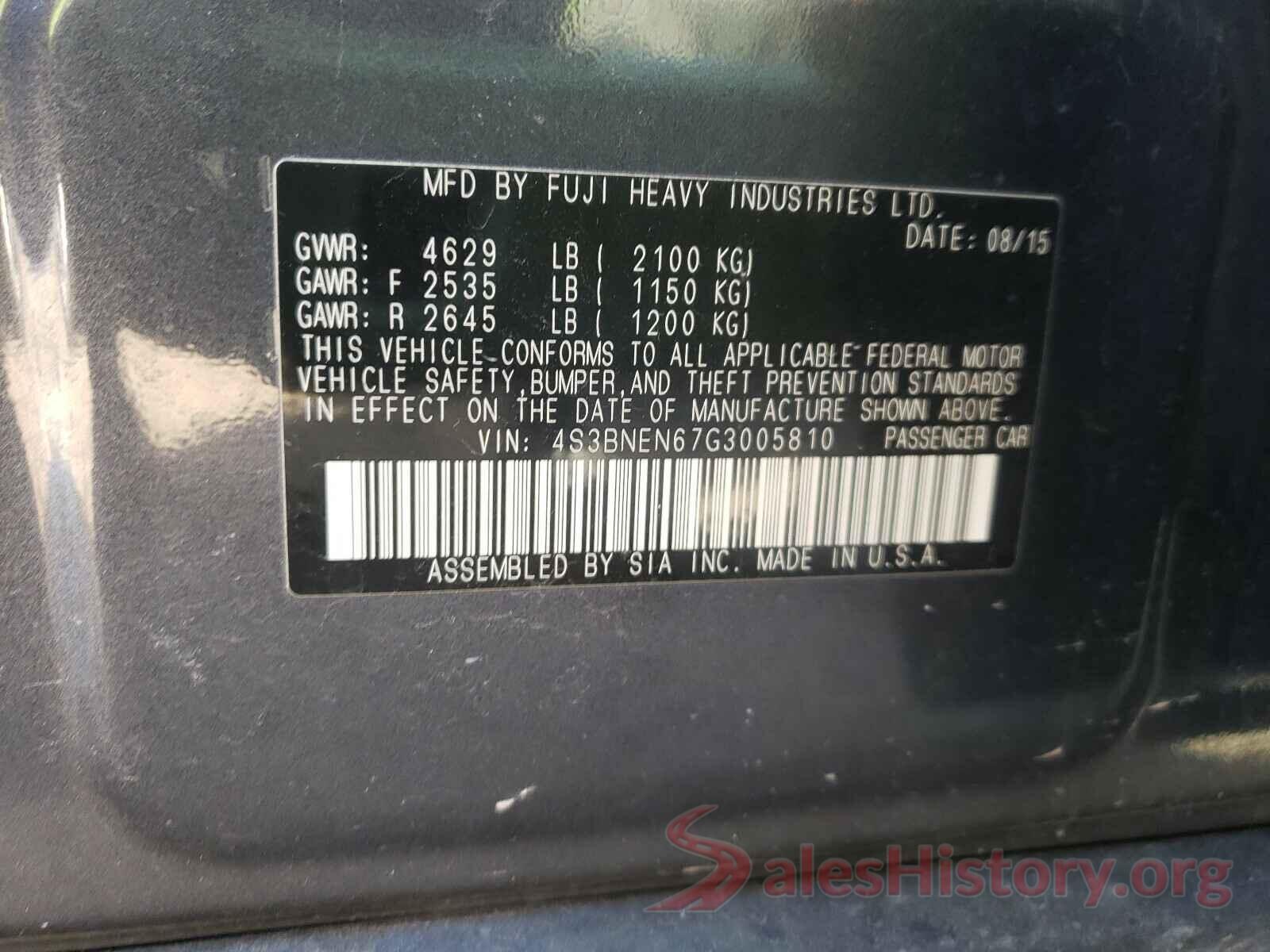 4S3BNEN67G3005810 2016 SUBARU LEGACY