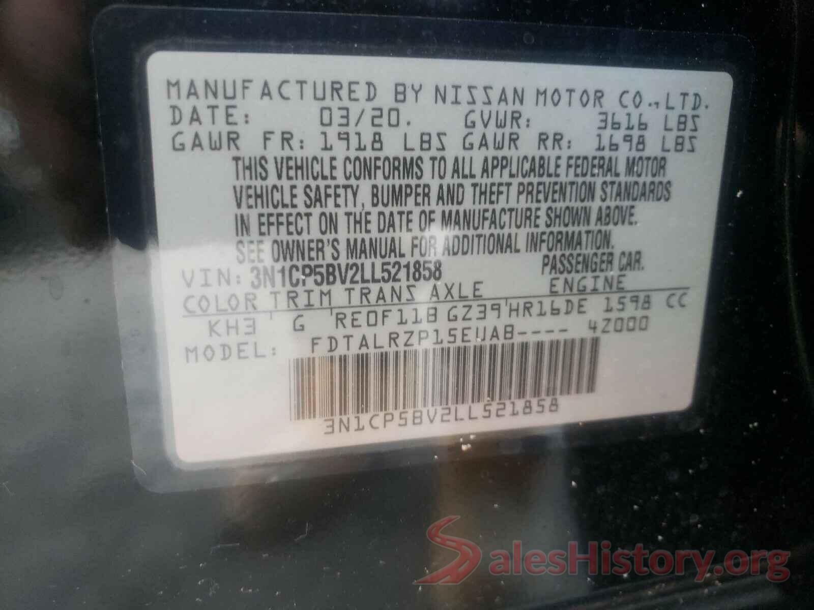 3N1CP5BV2LL521858 2020 NISSAN KICKS