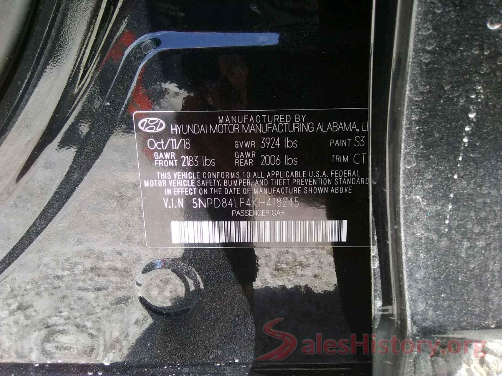 5NPD84LF4KH418245 2019 HYUNDAI ELANTRA