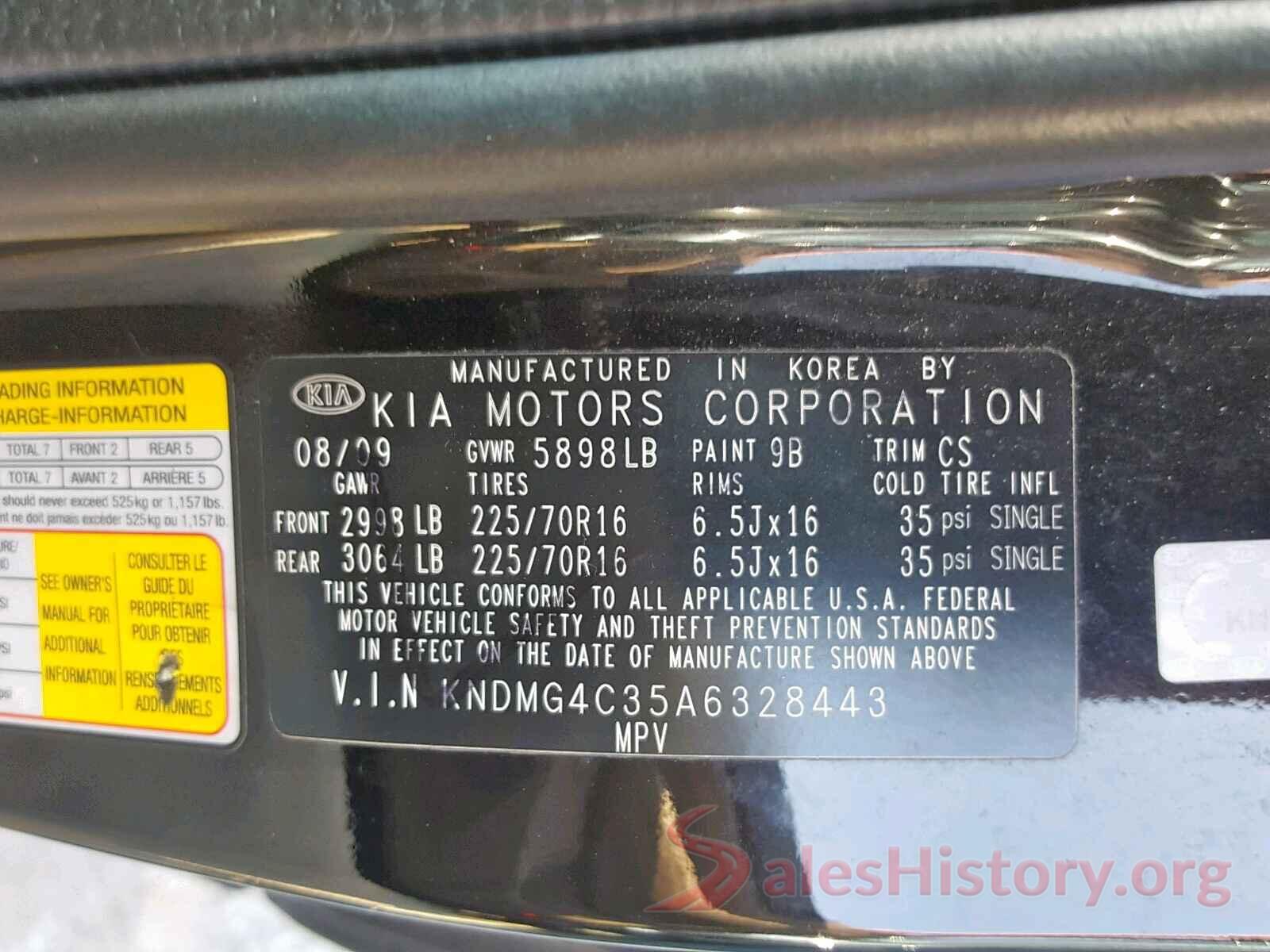 KNDMG4C35A6328443 2010 KIA SEDONA LX