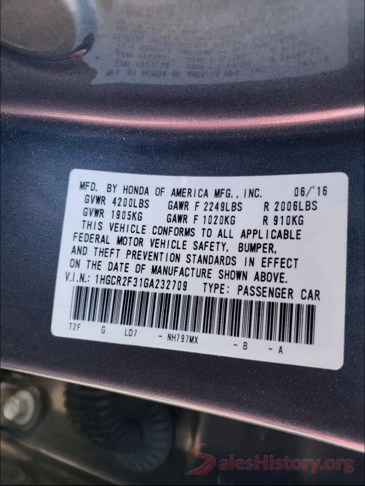 1HGCR2F31GA232709 2016 HONDA ACCORD