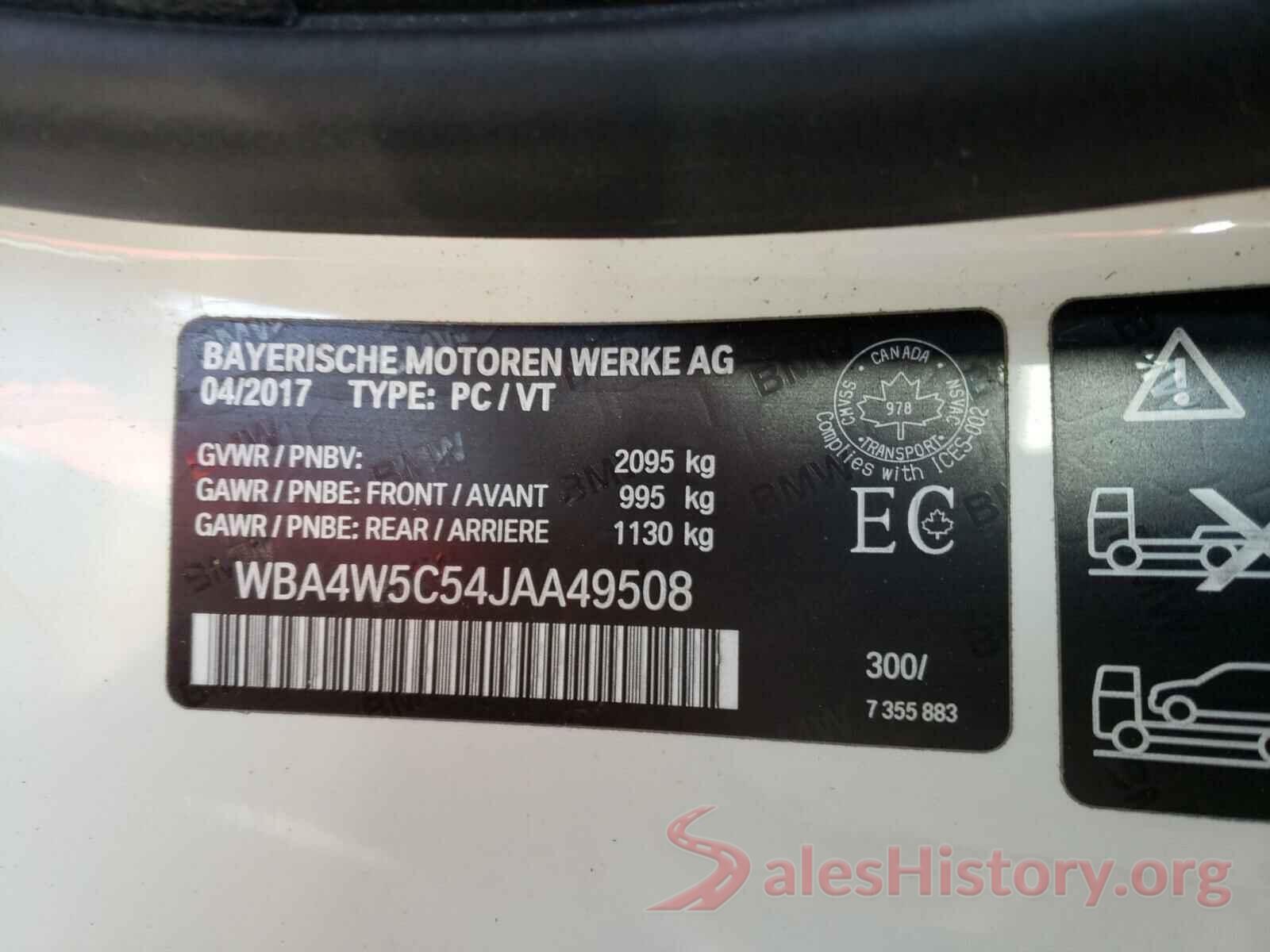 WBA4W5C54JAA49508 2018 BMW 4 SERIES