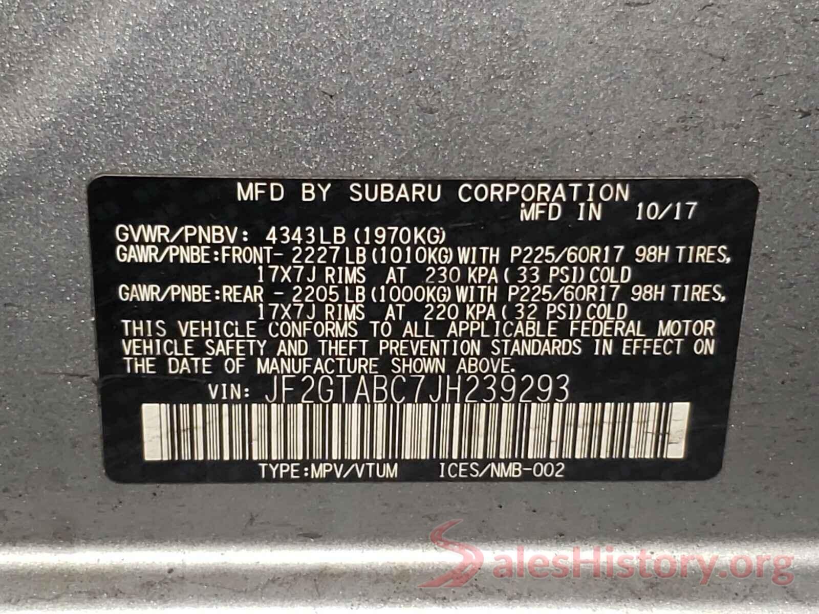 JF2GTABC7JH239293 2018 SUBARU CROSSTREK