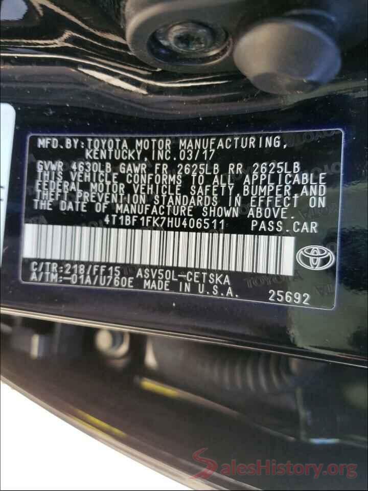 4T1BF1FK7HU406511 2017 TOYOTA CAMRY