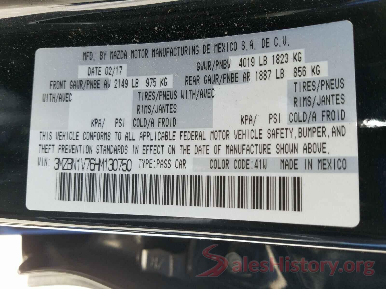 3MZBN1V76HM130750 2017 MAZDA 3