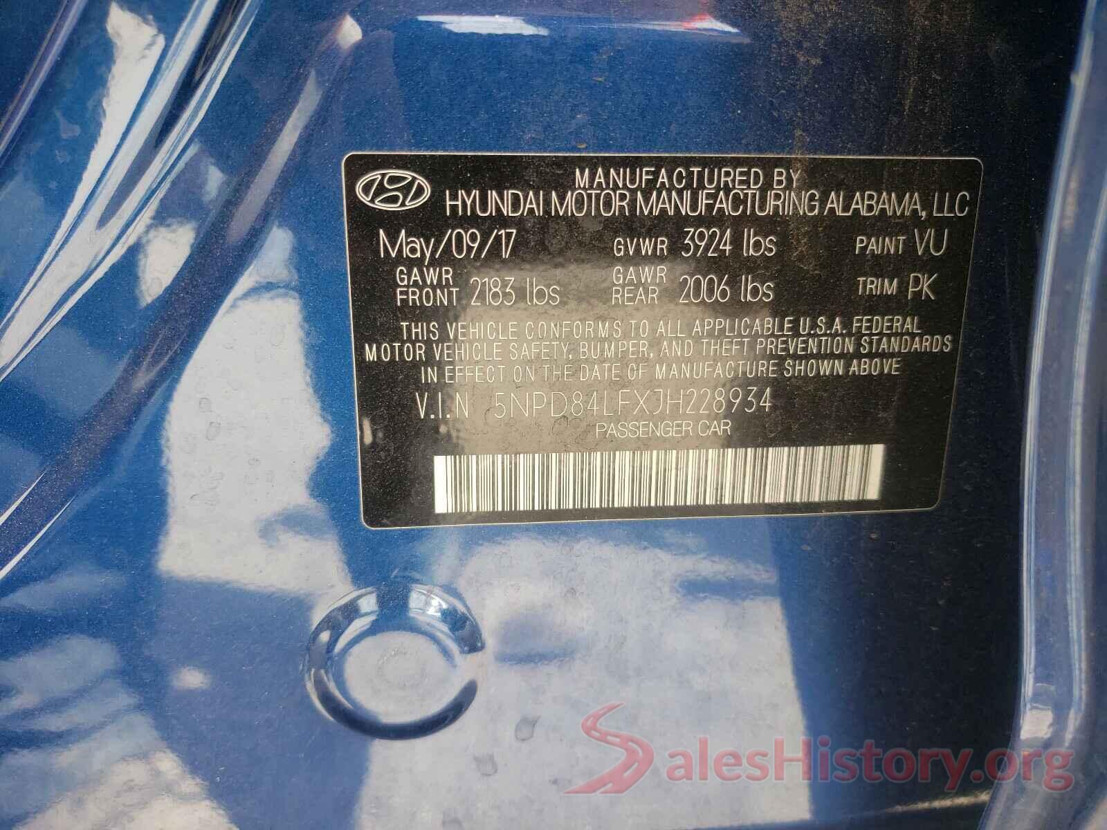 5NPD84LFXJH228934 2018 HYUNDAI ELANTRA