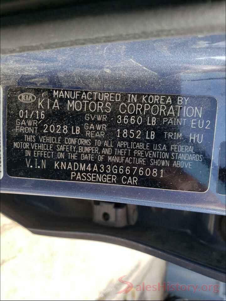 KNADM4A33G6676081 2016 KIA RIO