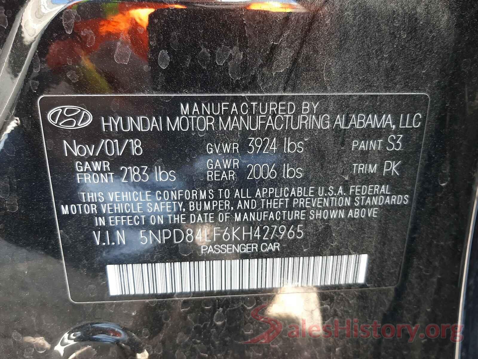 5NPD84LF6KH427965 2019 HYUNDAI ELANTRA