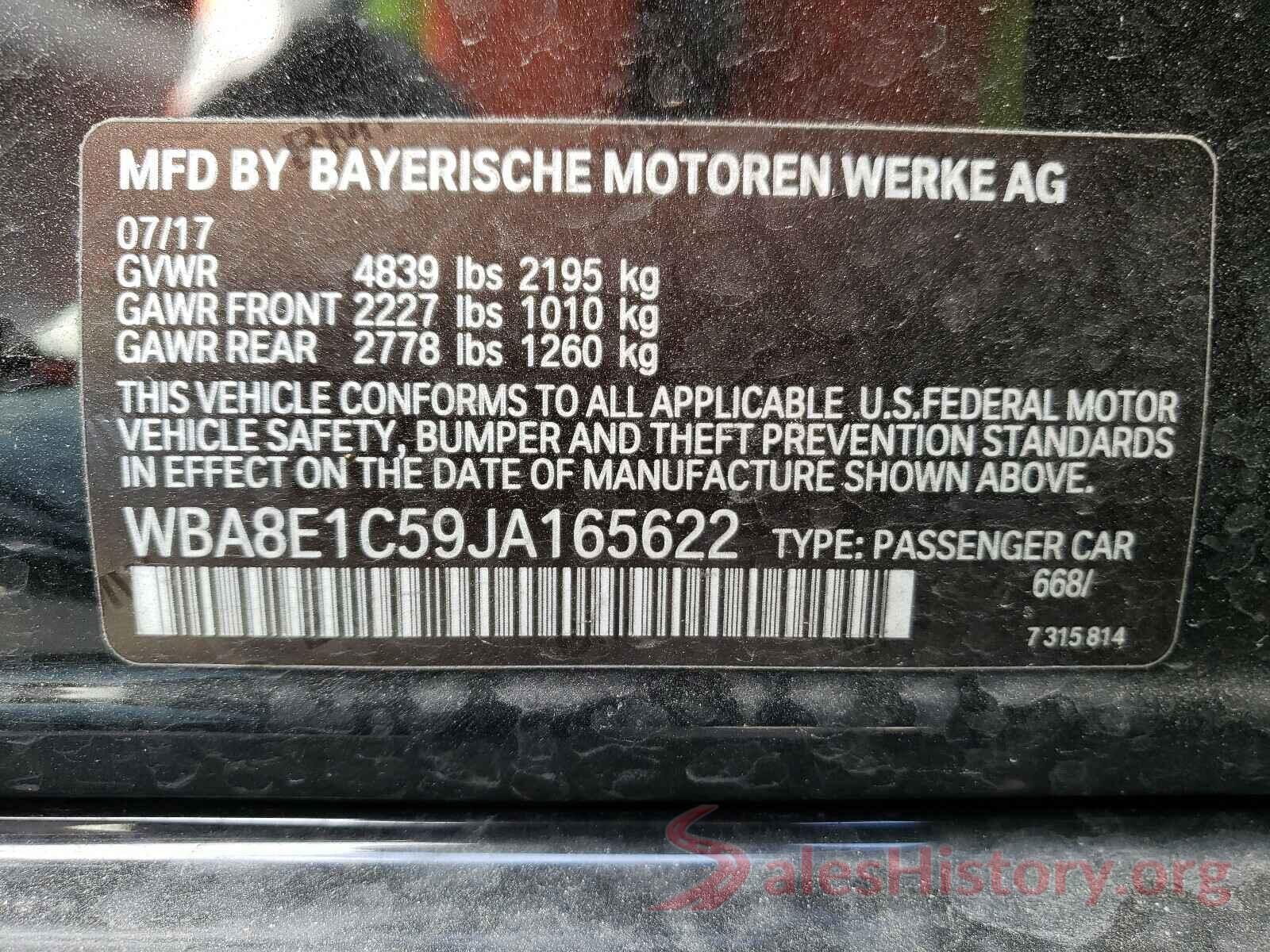 WBA8E1C59JA165622 2018 BMW 3 SERIES