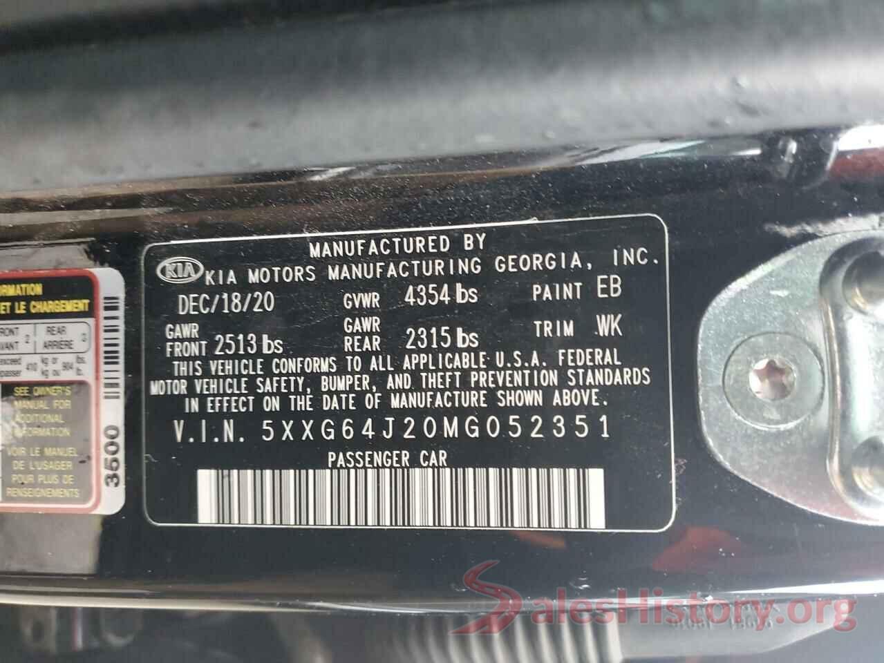 5XXG64J20MG052351 2021 KIA K5