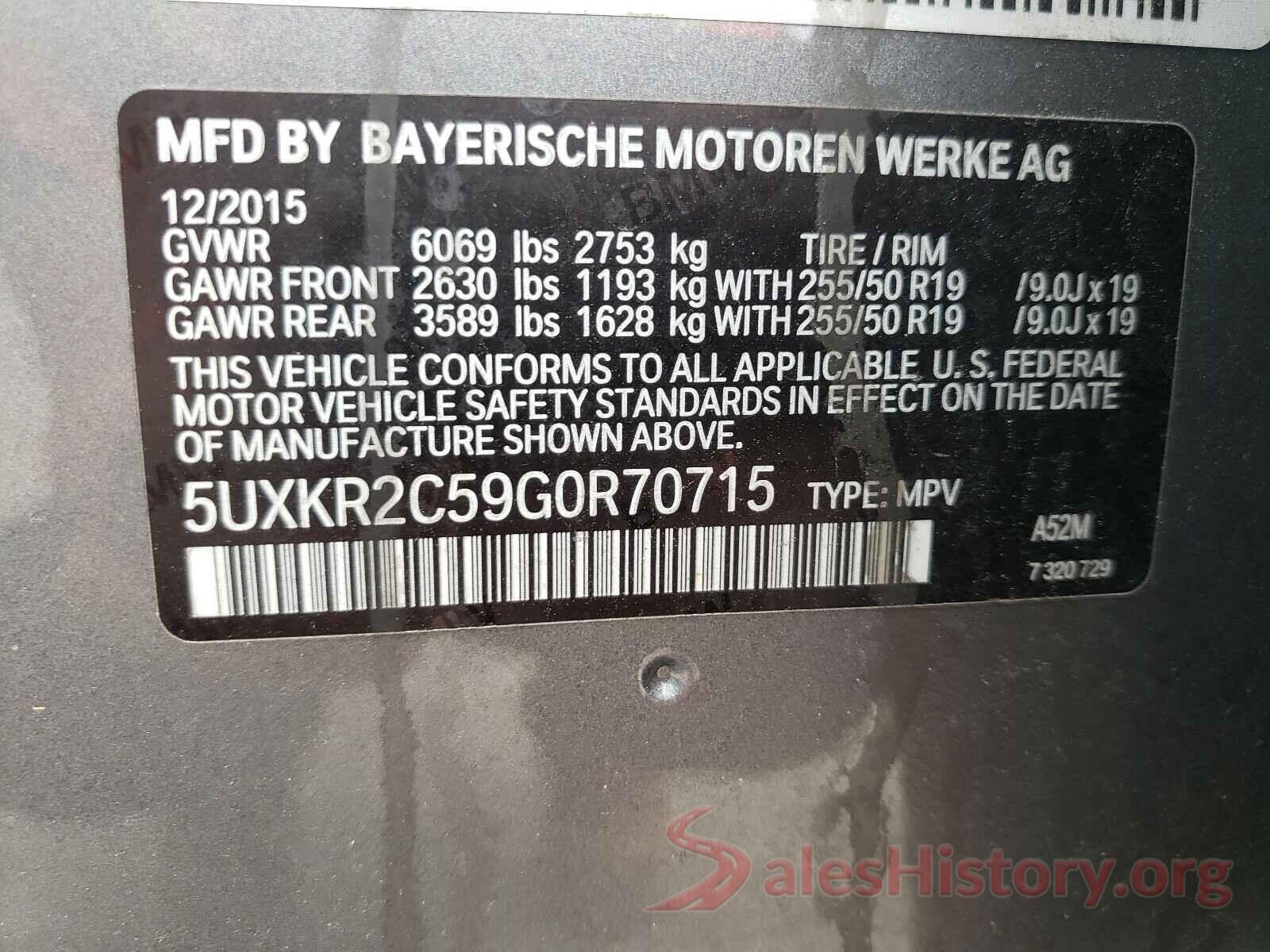 5UXKR2C59G0R70715 2016 BMW X5