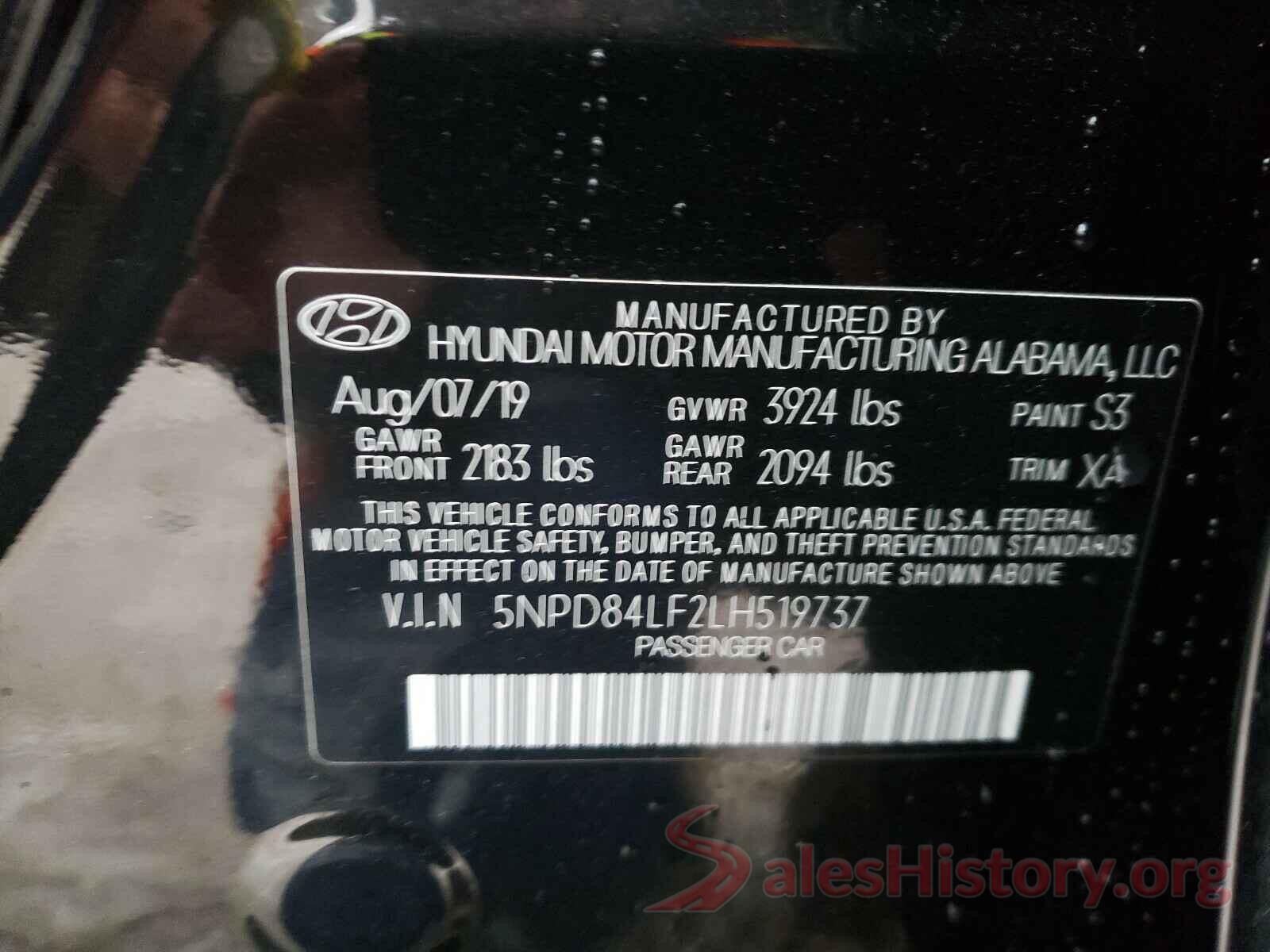 5NPD84LF2LH519737 2020 HYUNDAI ELANTRA