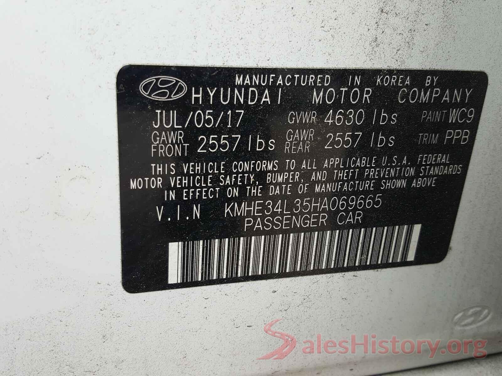 KMHE34L35HA069665 2017 HYUNDAI SONATA