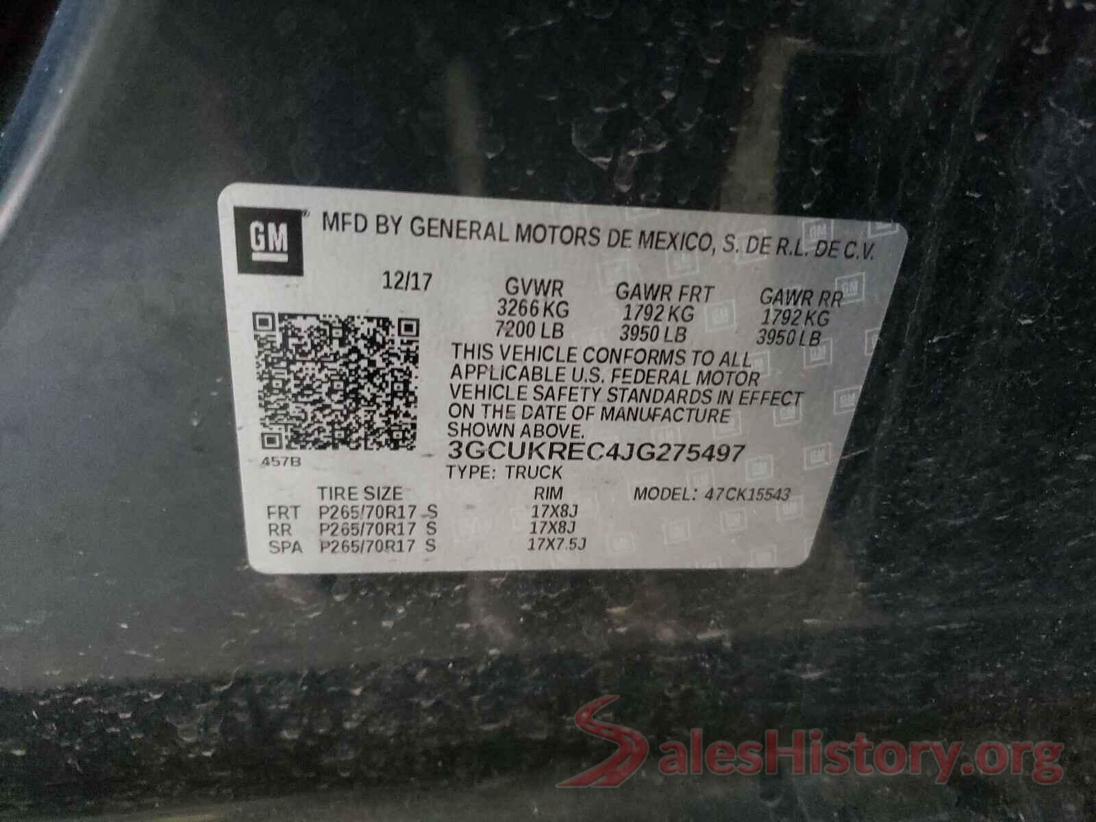 3GCUKREC4JG275497 2018 CHEVROLET SILVERADO