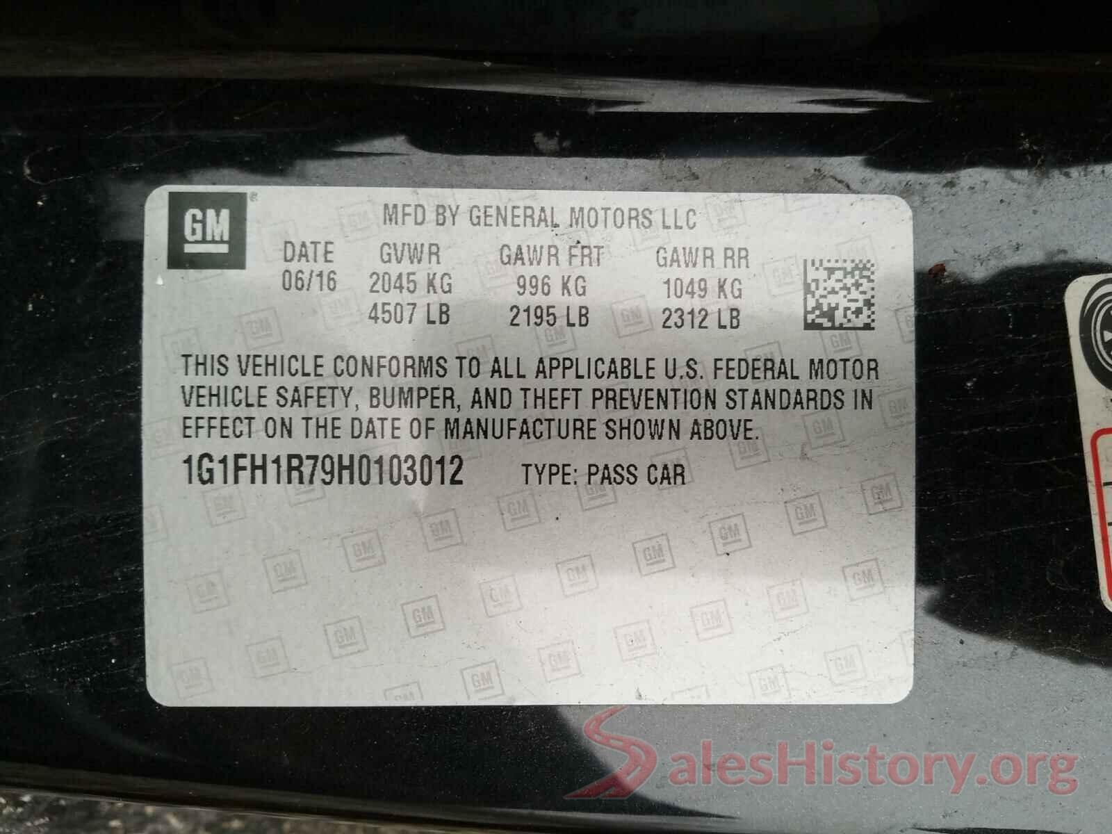 1G1FH1R79H0103012 2017 CHEVROLET CAMARO