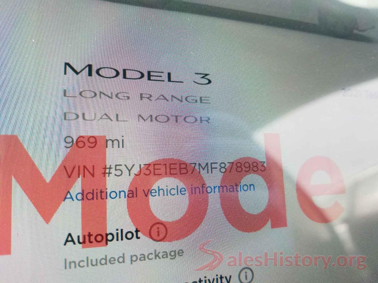 5YJ3E1EB7MF878983 2021 TESLA MODEL 3