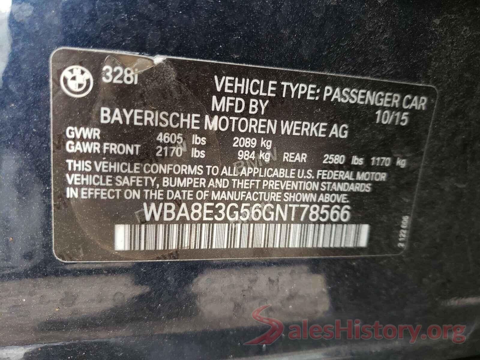 WBA8E3G56GNT78566 2016 BMW 3 SERIES